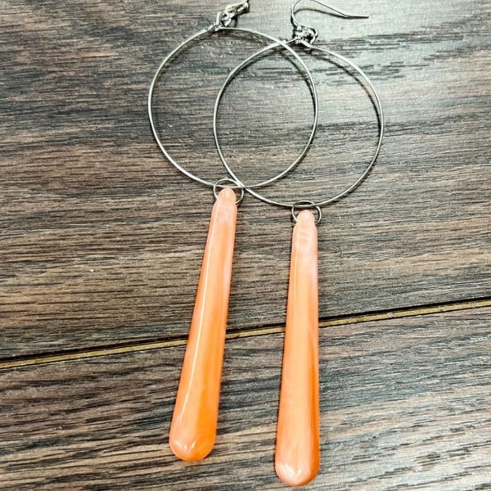 Hoop Dangle Coral Earrings
